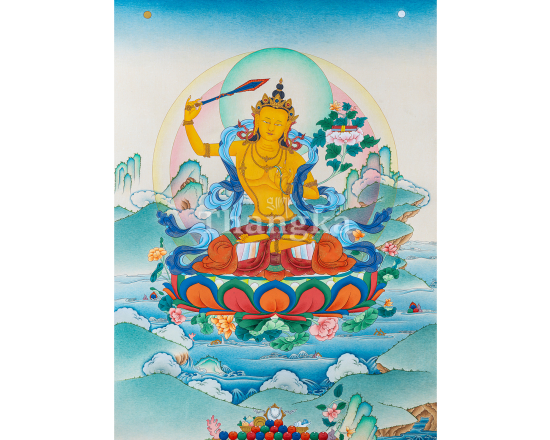 Manjushri Thangka Bodhisattva of Wisdom Manjushri Buddhist Art Prajnaparamita Deity Thangka