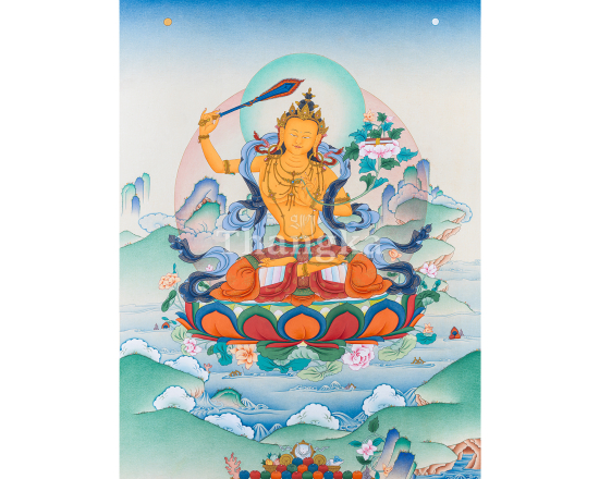 Manjushri Thangka Manjushri Bodhisattva Art Wisdom Deity Buddhist Thangka Prajnaparamita Wisdom Deity