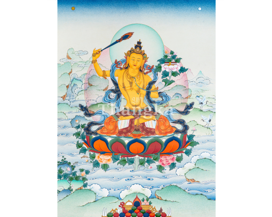 Manjushri Thangka Gentle Prince of Wisdom Manjushri Buddhist Painting Wisdom Bodhisattva Art