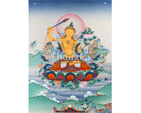 Manjushri Thangka Bodhisattva of Wisdom Art Manjushri Emptiness Teaching Prajnaparamita Wisdom Thangka