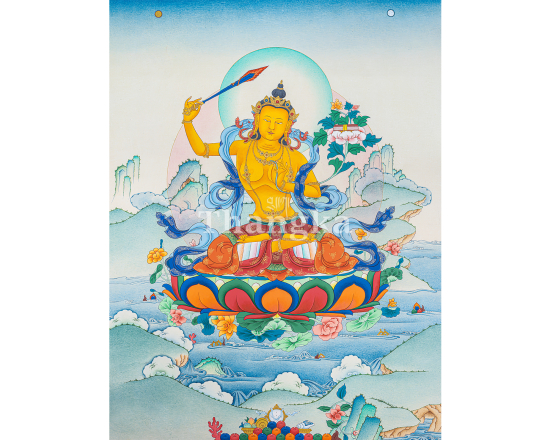 Manjushri Thangka Manjushri Wisdom Deity Bodhisattva of Learning Prajnaparamita Buddhist Art