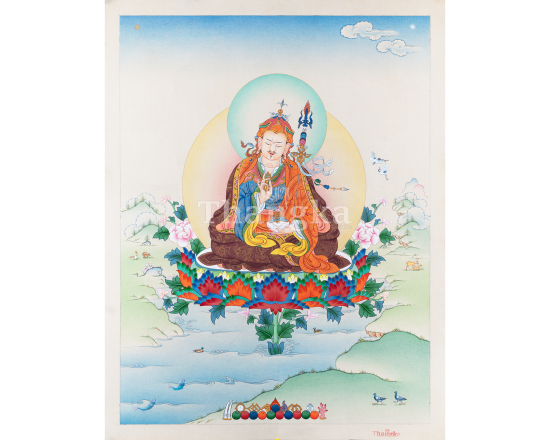 Guru Rinpoche thangka Padmasambhava Tibetan master Himalayan sacred painting Vajrayana deity meditation thangka handmade Nepal 