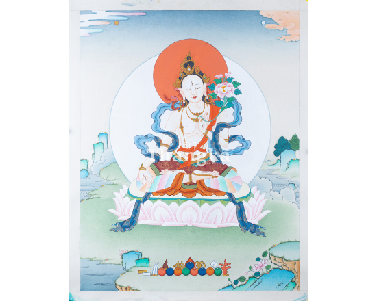 White Tara Sacred Healing Thangka Goddess of Compassion and Long Life Tibetan Thangka Art