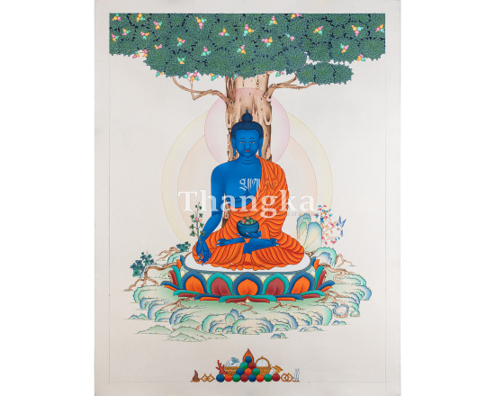 Medicine Buddha Thangka Healing Buddha Bhaisajyaguru Art Authentic Tibetan Thangka