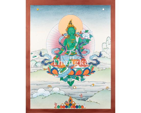 Green Tara Protection Thangka Swift Savior Goddess Authentic Tibetan Thangka Art