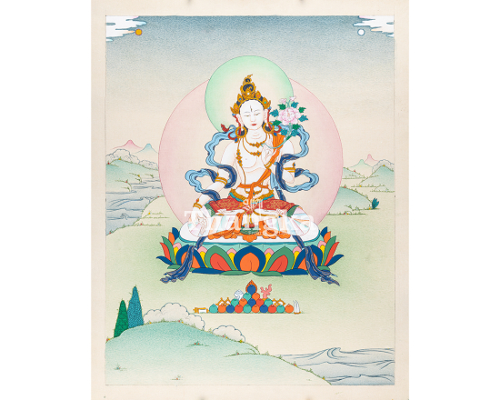 White Tara Healing & White Tara Healing and Longevity Thangka – Seven-Eyed Compassion Goddessonge