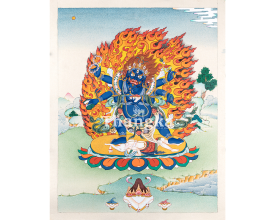 Six Armed Mahakala Thangka Chaturbhuja Protector Deity Art Authentic Tibetan Thangka