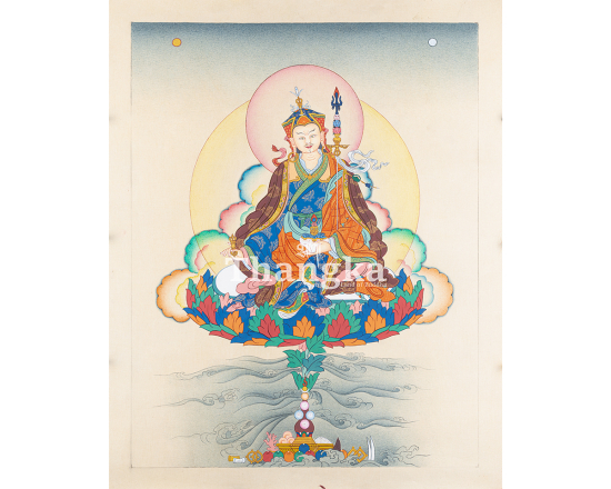 Guru Rinpoche Sacred Master Thangka Padmasambhava Lotus Born Guru Authentic Tibetan Art