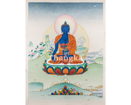 Medicine Buddha Healing Thangka Bhaisajyaguru Blue Buddha Art