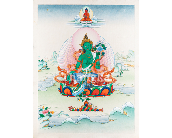Green Tara Enlightened Compassion Thangka Swift Protector Goddess Authentic Tibetan Thangka Art