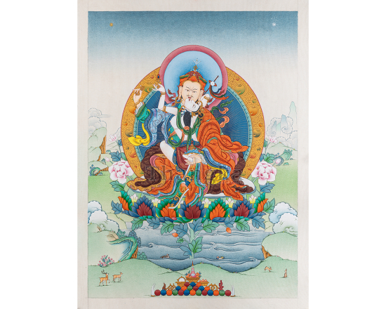 Guru Rinpoche with Consort Thangka Padmasambhava Yab Yum Art Authentic Tibetan Thangka
