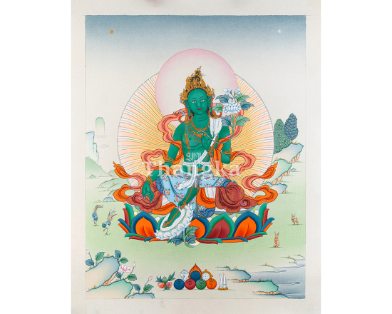 Green Tara Thangka The Swift Savior of Compassion and Protection |Authentic Tibetan Art