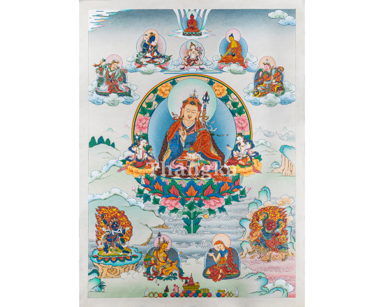 Guru Tsengye Thangka Eight Manifestations of Guru Rinpoche Authentic Tibetan Thangka Art