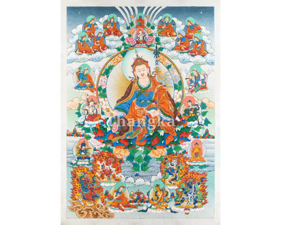 Guru Tsengye Thangka Eight Manifestations of Padmasambhava Authentic Tibetan Buddhist Art