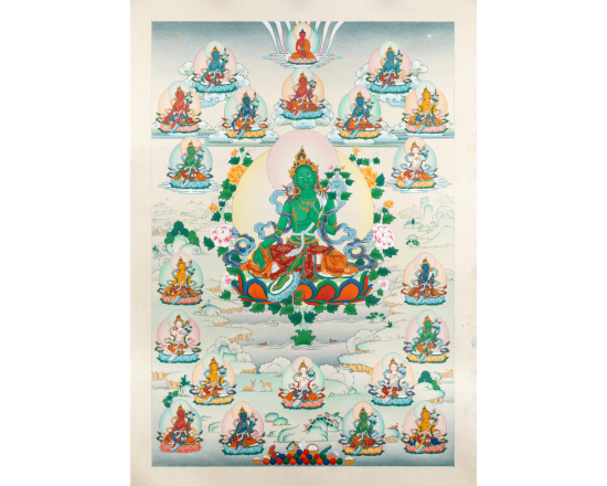 Twenty One Tara Thangka Twenty One Manifestations of Tara Authentic Tibetan Thangka Art