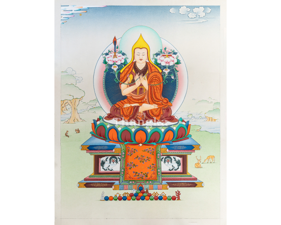 Je Tsongkhapa Thangka Founder of the Gelug Tradition Authentic Tibetan Buddhist Art