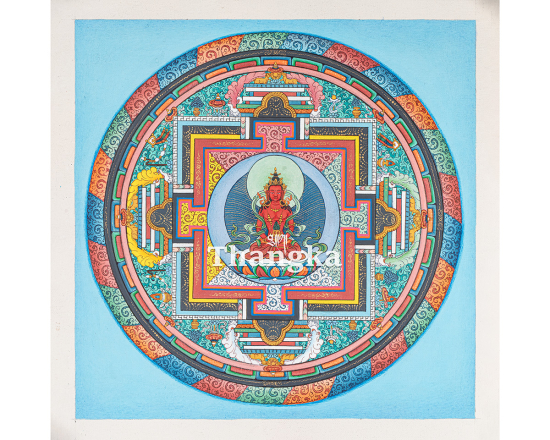 Amitayus Buddha Mandala Thangka Sacred Mandala of Long Life and Enlightened Wisdom